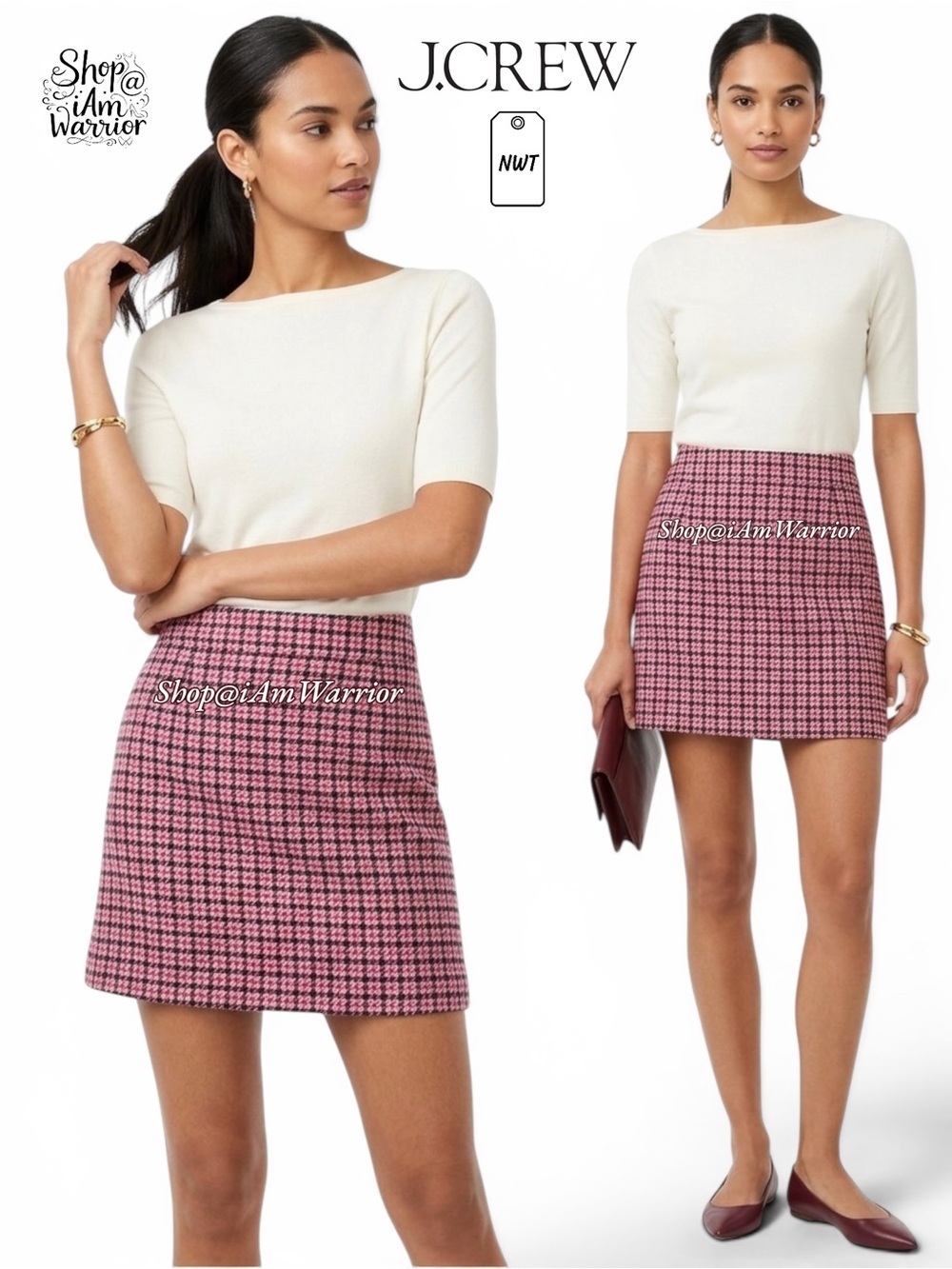 J. Crew NWT Wool Houndstooth A-Line Mini Skirt *Shop@lamwarrior